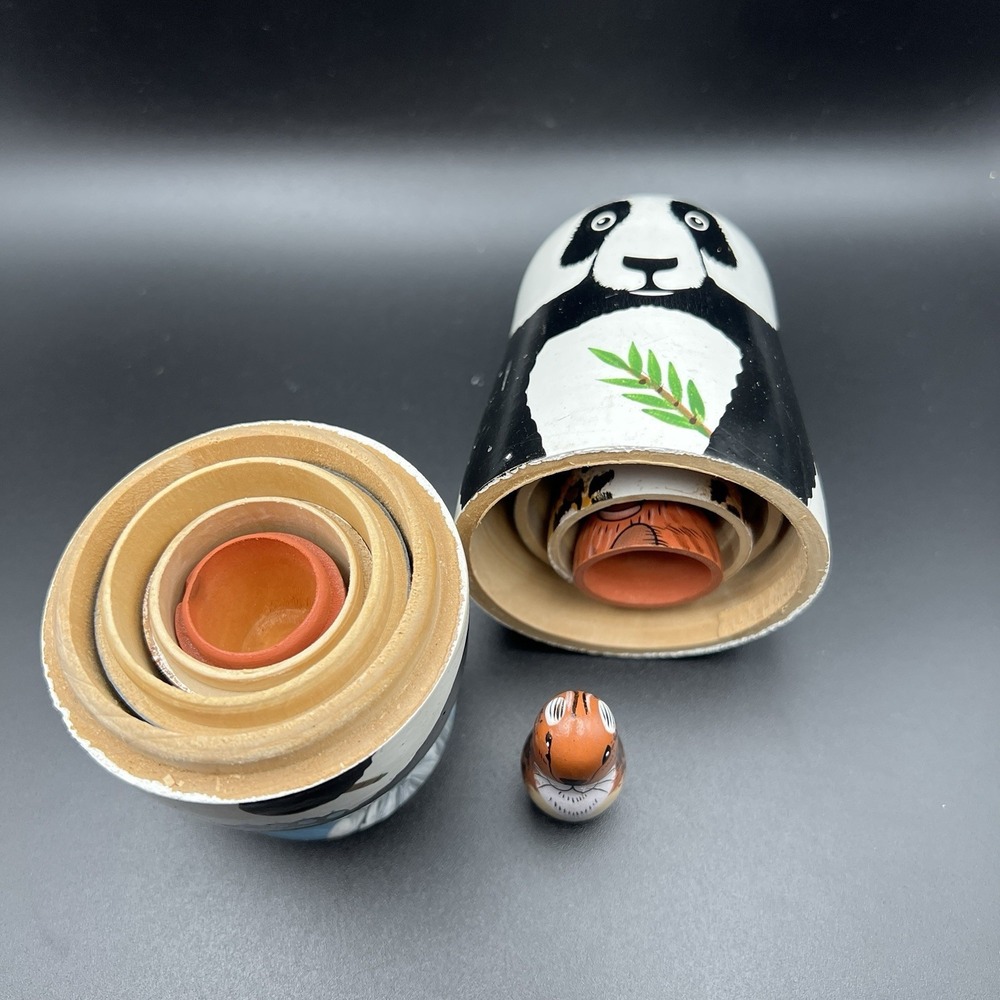 Wooden Animal Nesting Dolls Set Montessori Toy Nursery Decor Kids Gift - Picture 7 of 10